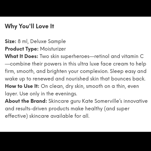 Kate Somerville Retinol VitC Moisturizer NWT - Picture 4 of 4
